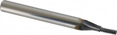 Scientific Cutting Tools - #10-32 UNF, 0.12" Cutting Diam, 3 Flute, Solid Carbide Helical Flute Thread Mill - Internal Thread, 0.326" LOC, 2-1/2" OAL, 1/4" Shank Diam - Americas Industrial Supply