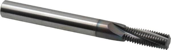 Scientific Cutting Tools - 3/8-24 UNF, 0.285" Cutting Diam, 4 Flute, Solid Carbide Helical Flute Thread Mill - Internal Thread, 0.766" LOC, 3" OAL, 5/16" Shank Diam - Americas Industrial Supply