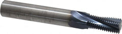 Accupro - 9/16-18 UNF, 0.45" Cutting Diam, 4 Flute, Solid Carbide Helical Flute Thread Mill - Internal Thread, 7/8" LOC, 3-1/2" OAL, 1/2" Shank Diam - Americas Industrial Supply