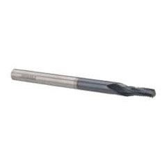 Accupro - M5x0.80 Metric Coarse, 0.145" Cutting Diam, 3 Flute, Solid Carbide Helical Flute Thread Mill - Internal Thread, 5/16" LOC, 2-1/2" OAL, 3/16" Shank Diam - Americas Industrial Supply