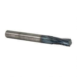 Accupro - M12x1.75 Metric Coarse, 0.37" Cutting Diam, 4 Flute, Solid Carbide Helical Flute Thread Mill - Internal Thread, 7/8" LOC, 3-1/2" OAL, 3/8" Shank Diam - Americas Industrial Supply