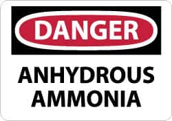 NMC - "Danger - Anhydrous Ammonia", 10" Long x 14" Wide, Aluminum Safety Sign - Rectangle, 0.04" Thick, Use for Hazardous Materials - Americas Industrial Supply