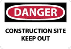 NMC - "Danger - Construction Site - Keep Out", 10" Long x 14" Wide, Aluminum Safety Sign - Rectangle, 0.04" Thick, Use for Security & Admittance - Americas Industrial Supply