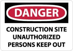 NMC - "Danger - Construction Site - Unauthorized Persons - Keep Out", 10" Long x 14" Wide, Aluminum Safety Sign - Rectangle, 0.04" Thick, Use for Security & Admittance - Americas Industrial Supply