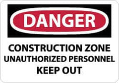 NMC - "Danger - Construction Site - Unauthorized Persons - Keep Out", 10" Long x 14" Wide, Aluminum Safety Sign - Rectangle, 0.04" Thick, Use for Security & Admittance - Americas Industrial Supply