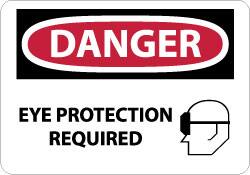 NMC - "Danger - Eye Protection Required", 10" Long x 14" Wide, Aluminum Safety Sign - Rectangle, 0.04" Thick, Use for Accident Prevention - Americas Industrial Supply