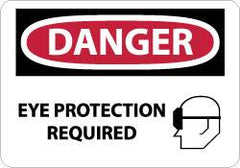 NMC - "Danger - Eye Protection Required", 10" Long x 14" Wide, Aluminum Safety Sign - Rectangle, 0.04" Thick, Use for Accident Prevention - Americas Industrial Supply