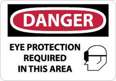 NMC - "Danger - Eye Protection Required in This Area", 10" Long x 14" Wide, Aluminum Safety Sign - Rectangle, 0.04" Thick, Use for Accident Prevention - Americas Industrial Supply