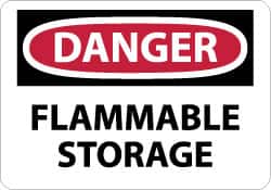 NMC - "Danger - Flammable Storage", 10" Long x 14" Wide, Aluminum Safety Sign - Rectangle, 0.04" Thick, Use for Hazardous Materials - Americas Industrial Supply
