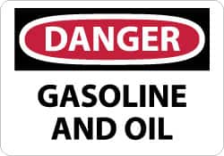 NMC - "Danger - Gasoline and Oil", 10" Long x 14" Wide, Aluminum Safety Sign - Rectangle, 0.04" Thick, Use for Hazardous Materials - Americas Industrial Supply