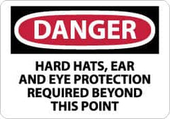 NMC - "Danger - Hard Hats, Ear and Eye Protection Required Beyond This Point", 10" Long x 14" Wide, Aluminum Safety Sign - Rectangle, 0.04" Thick, Use for Accident Prevention - Americas Industrial Supply