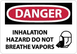 NMC - "Danger - Inhalation Hazard - Do Not Breathe Vapors", 10" Long x 14" Wide, Rigid Plastic Safety Sign - Rectangle, 0.05" Thick, Use for Accident Prevention - Americas Industrial Supply