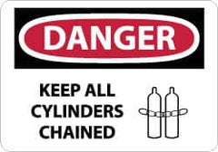 NMC - "Danger - Keep All Cylinders Chained", 10" Long x 14" Wide, Aluminum Safety Sign - Rectangle, 0.04" Thick, Use for Accident Prevention - Americas Industrial Supply