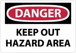 NMC - "Danger - Keep Out - Hazard Area", 10" Long x 14" Wide, Aluminum Safety Sign - Rectangle, 0.04" Thick, Use for Accident Prevention - Americas Industrial Supply
