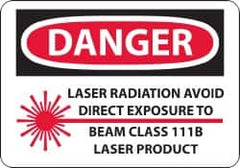 NMC - "Danger - Laser Radiation - Avoid Direct Exposure to Beam - Class 111b Laser Product", 10" Long x 14" Wide, Pressure-Sensitive Vinyl Safety Sign - Rectangle, 0.004" Thick, Use for Accident Prevention - Americas Industrial Supply
