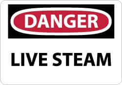 NMC - "Danger - Live Steam", 10" Long x 14" Wide, Rigid Plastic Safety Sign - Rectangle, 0.05" Thick, Use for Accident Prevention - Americas Industrial Supply