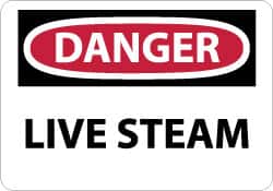 NMC - "Danger - Live Steam", 10" Long x 14" Wide, Aluminum Safety Sign - Rectangle, 0.04" Thick, Use for Accident Prevention - Americas Industrial Supply
