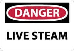NMC - "Danger - Live Steam", 10" Long x 14" Wide, Aluminum Safety Sign - Rectangle, 0.04" Thick, Use for Accident Prevention - Americas Industrial Supply
