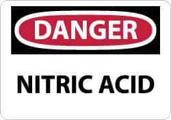 NMC - "Danger - Nitric Acid", 10" Long x 14" Wide, Rigid Plastic Safety Sign - Rectangle, 0.05" Thick, Use for Hazardous Materials - Americas Industrial Supply