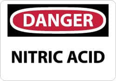 NMC - "Danger - Nitric Acid", 10" Long x 14" Wide, Pressure-Sensitive Vinyl Safety Sign - Rectangle, 0.004" Thick, Use for Hazardous Materials - Americas Industrial Supply