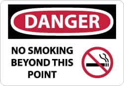 NMC - "Danger - No Smoking Beyond This Point", 10" Long x 14" Wide, Aluminum Safety Sign - Rectangle, 0.04" Thick, Use for Accident Prevention - Americas Industrial Supply