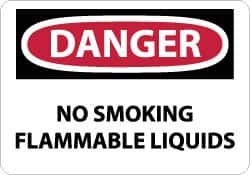 NMC - "Danger - No Smoking - Flammable Liquids", 10" Long x 14" Wide, Rigid Plastic Safety Sign - Rectangle, 0.05" Thick, Use for Accident Prevention - Americas Industrial Supply