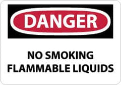 NMC - "Danger - No Smoking - Flammable Liquids", 10" Long x 14" Wide, Aluminum Safety Sign - Rectangle, 0.04" Thick, Use for Accident Prevention - Americas Industrial Supply