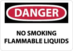 NMC - "Danger - No Smoking - Flammable Liquids", 10" Long x 14" Wide, Pressure-Sensitive Vinyl Safety Sign - Rectangle, 0.004" Thick, Use for Accident Prevention - Americas Industrial Supply
