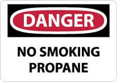NMC - "Danger - No Smoking - Propane", 10" Long x 14" Wide, Aluminum Safety Sign - Rectangle, 0.04" Thick, Use for Accident Prevention - Americas Industrial Supply