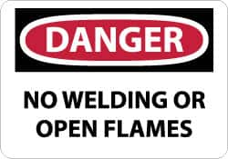 NMC - "Danger - No Welding or Open Flames", 10" Long x 14" Wide, Rigid Plastic Safety Sign - Rectangle, 0.05" Thick, Use for Accident Prevention - Americas Industrial Supply