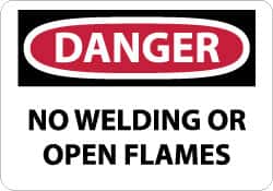 NMC - "Danger - No Welding or Open Flames", 10" Long x 14" Wide, Aluminum Safety Sign - Rectangle, 0.04" Thick, Use for Accident Prevention - Americas Industrial Supply