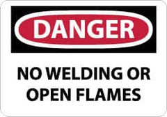 NMC - "Danger - No Welding or Open Flames", 10" Long x 14" Wide, Pressure-Sensitive Vinyl Safety Sign - Rectangle, 0.004" Thick, Use for Accident Prevention - Americas Industrial Supply