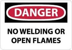 NMC - "Danger - No Welding or Open Flames", 10" Long x 14" Wide, Rigid Plastic Safety Sign - Rectangle, 0.05" Thick, Use for Accident Prevention - Americas Industrial Supply