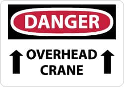 NMC - "Danger - Overhead Crane", 10" Long x 14" Wide, Aluminum Safety Sign - Rectangle, 0.04" Thick, Use for Accident Prevention - Americas Industrial Supply