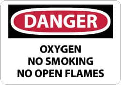 NMC - "Danger - Oxygen, No Smoking, No Open Flames", 10" Long x 14" Wide, Rigid Plastic Safety Sign - Rectangle, 0.05" Thick, Use for Accident Prevention - Americas Industrial Supply