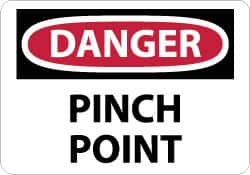 NMC - "Danger - Pinch Point", 10" Long x 14" Wide, Pressure-Sensitive Vinyl Safety Sign - Rectangle, 0.004" Thick, Use for Accident Prevention - Americas Industrial Supply