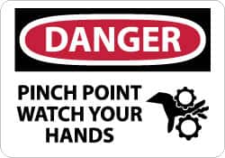 NMC - "Danger - Pinch Point - Watch Your Hands", 10" Long x 14" Wide, Aluminum Safety Sign - Rectangle, 0.04" Thick, Use for Accident Prevention - Americas Industrial Supply