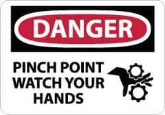 NMC - "Danger - Pinch Point - Watch Your Hands", 10" Long x 14" Wide, Aluminum Safety Sign - Rectangle, 0.04" Thick, Use for Accident Prevention - Americas Industrial Supply