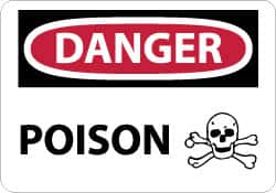 NMC - "Danger - Poison", 10" Long x 14" Wide, Pressure-Sensitive Vinyl Safety Sign - Rectangle, 0.004" Thick, Use for Hazardous Materials - Americas Industrial Supply