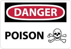 NMC - "Danger - Poison", 10" Long x 14" Wide, Pressure-Sensitive Vinyl Safety Sign - Rectangle, 0.004" Thick, Use for Hazardous Materials - Americas Industrial Supply