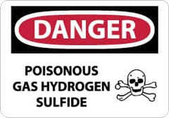 NMC - "Danger - Poisonous Gas - Hydrogen Sulfide", 10" Long x 14" Wide, Rigid Plastic Safety Sign - Rectangle, 0.05" Thick, Use for Hazardous Materials - Americas Industrial Supply