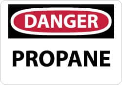 NMC - "Danger - Propane", 10" Long x 14" Wide, Pressure-Sensitive Vinyl Safety Sign - Rectangle, 0.004" Thick, Use for Hazardous Materials - Americas Industrial Supply