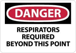 NMC - "Danger - Respirators Required Beyond This Point", 10" Long x 14" Wide, Aluminum Safety Sign - Rectangle, 0.04" Thick, Use for Accident Prevention - Americas Industrial Supply