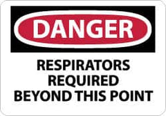 NMC - "Danger - Respirators Required Beyond This Point", 10" Long x 14" Wide, Aluminum Safety Sign - Rectangle, 0.04" Thick, Use for Accident Prevention - Americas Industrial Supply