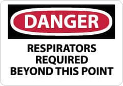 NMC - "Danger - Respirators Required Beyond This Point", 10" Long x 14" Wide, Rigid Plastic Safety Sign - Rectangle, 0.05" Thick, Use for Accident Prevention - Americas Industrial Supply