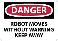 NMC - "Danger - Robot Moves without Warning - Keep Away", 10" Long x 14" Wide, Pressure-Sensitive Vinyl Safety Sign - Rectangle, 0.004" Thick, Use for Accident Prevention - Americas Industrial Supply