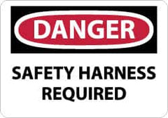 NMC - "Danger - Safety Harness Required", 10" Long x 14" Wide, Aluminum Safety Sign - Rectangle, 0.04" Thick, Use for Accident Prevention - Americas Industrial Supply