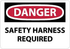 NMC - "Danger - Safety Harness Required", 10" Long x 14" Wide, Rigid Plastic Safety Sign - Rectangle, 0.05" Thick, Use for Accident Prevention - Americas Industrial Supply