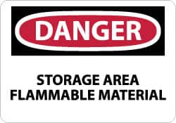 NMC - "Danger - Storage Area - Flammable Material", 10" Long x 14" Wide, Aluminum Safety Sign - Rectangle, 0.04" Thick, Use for Hazardous Materials - Americas Industrial Supply