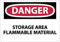 NMC - "Danger - Storage Area - Flammable Material", 10" Long x 14" Wide, Rigid Plastic Safety Sign - Rectangle, 0.05" Thick, Use for Hazardous Materials - Americas Industrial Supply